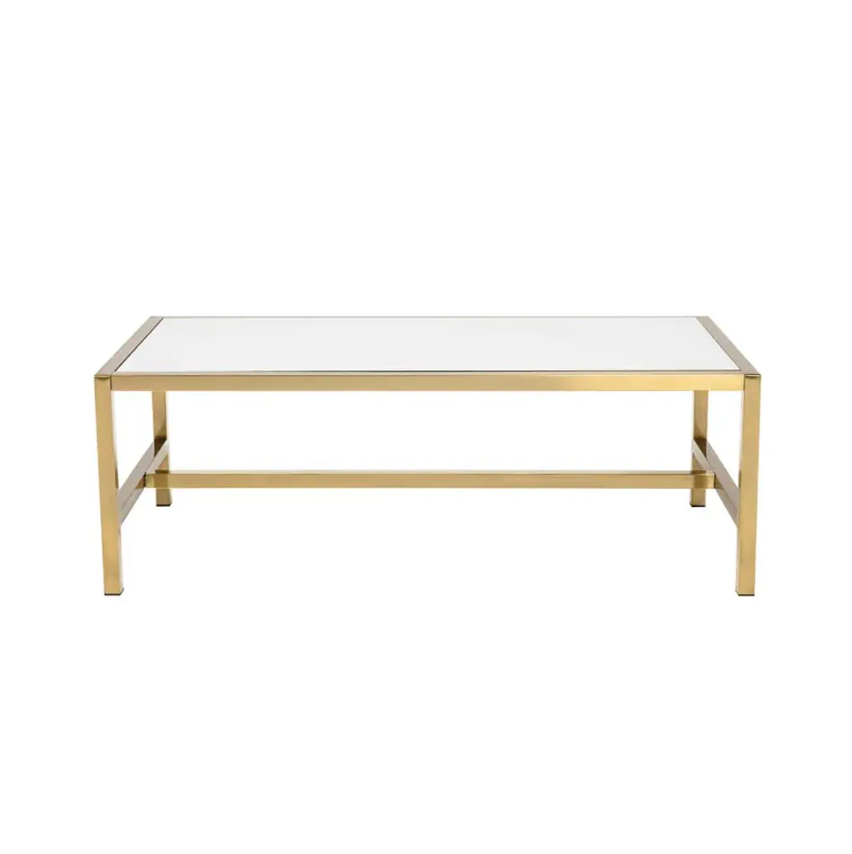 Atlas Rectangular Coffee Table Gold Frame with White Top