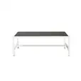 Atlas rectangular coffee table with white frame and black top at an event lounge area