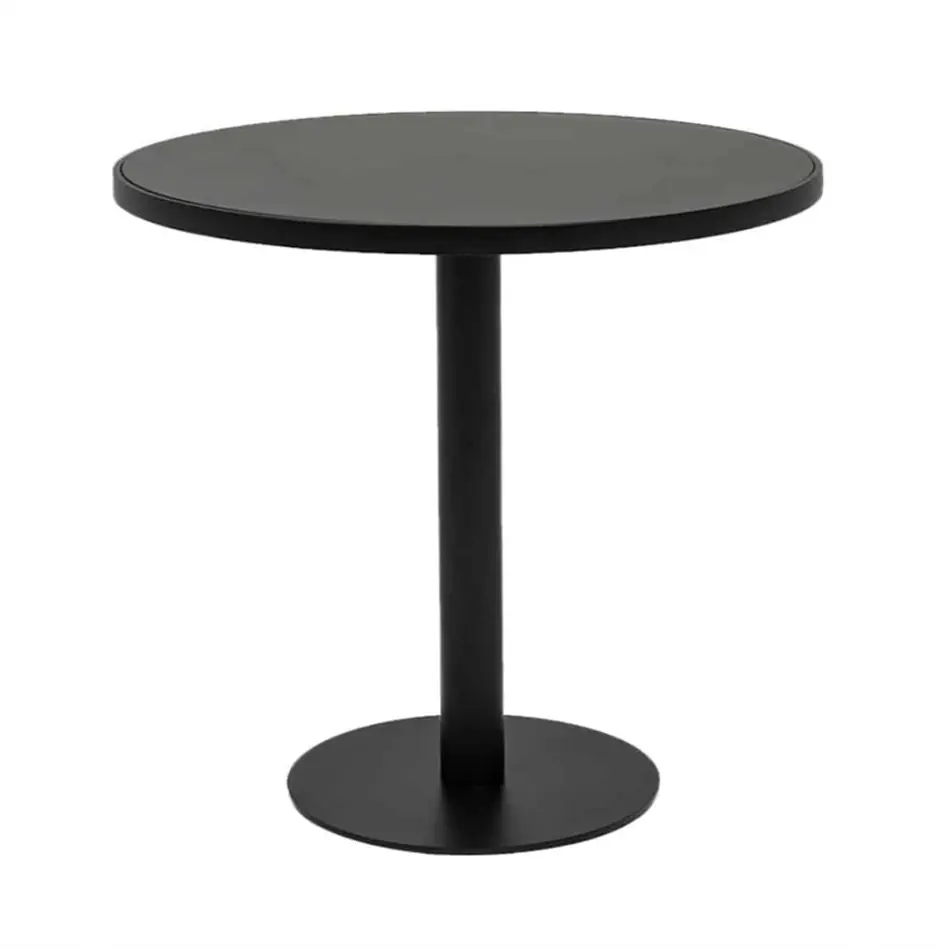 Atlas Round Coffee Table Black Frame with Black Top