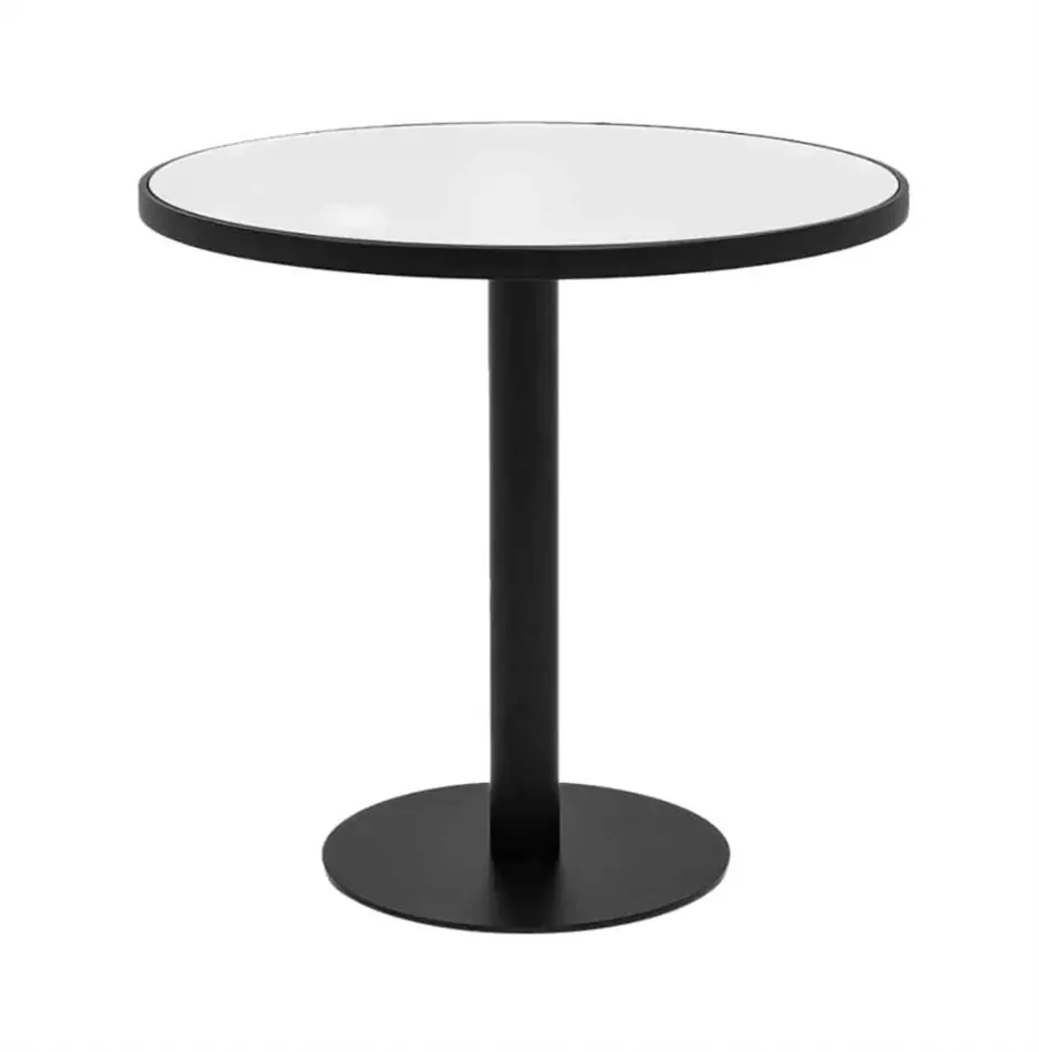 Atlas Round Coffee Table Black Frame with White Top