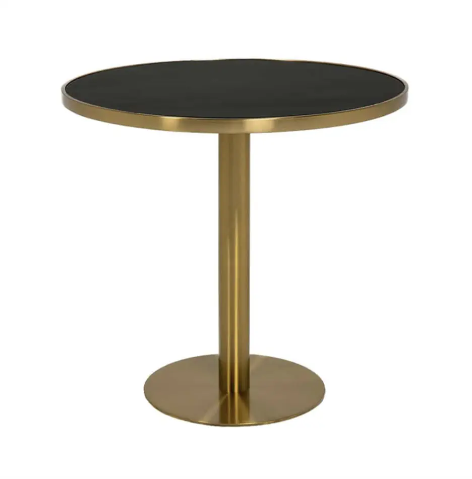 Atlas Round Coffee Table Gold Frame with Black Top
