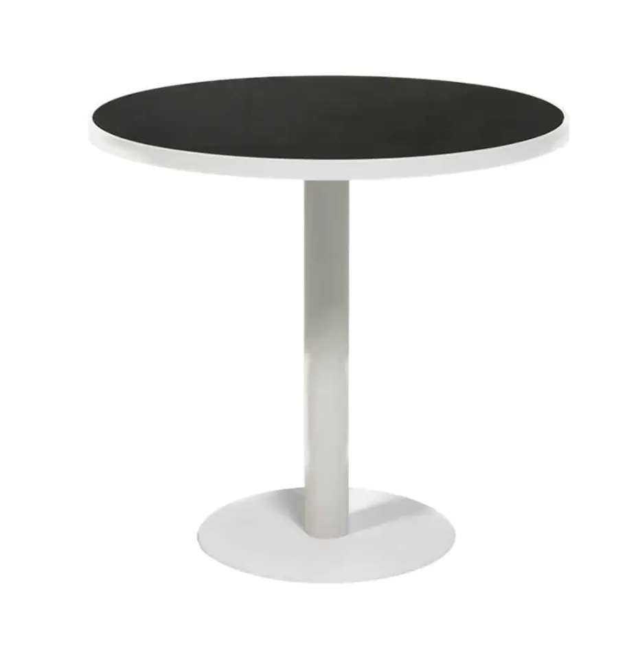 Atlas Round Coffee Table White Frame with Black Top