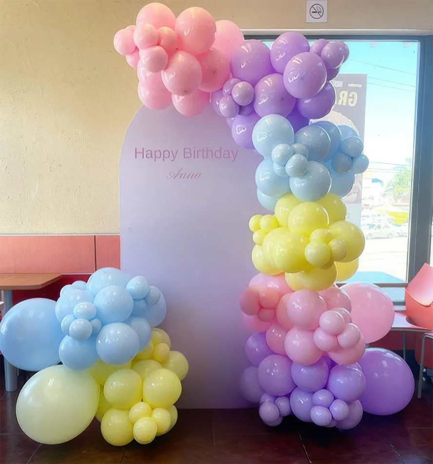 A colourful balloon garland package made for hire