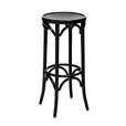 Black bentwood bar stool with timber grain finish at 75cm bar height for corporate events and cocktail parties