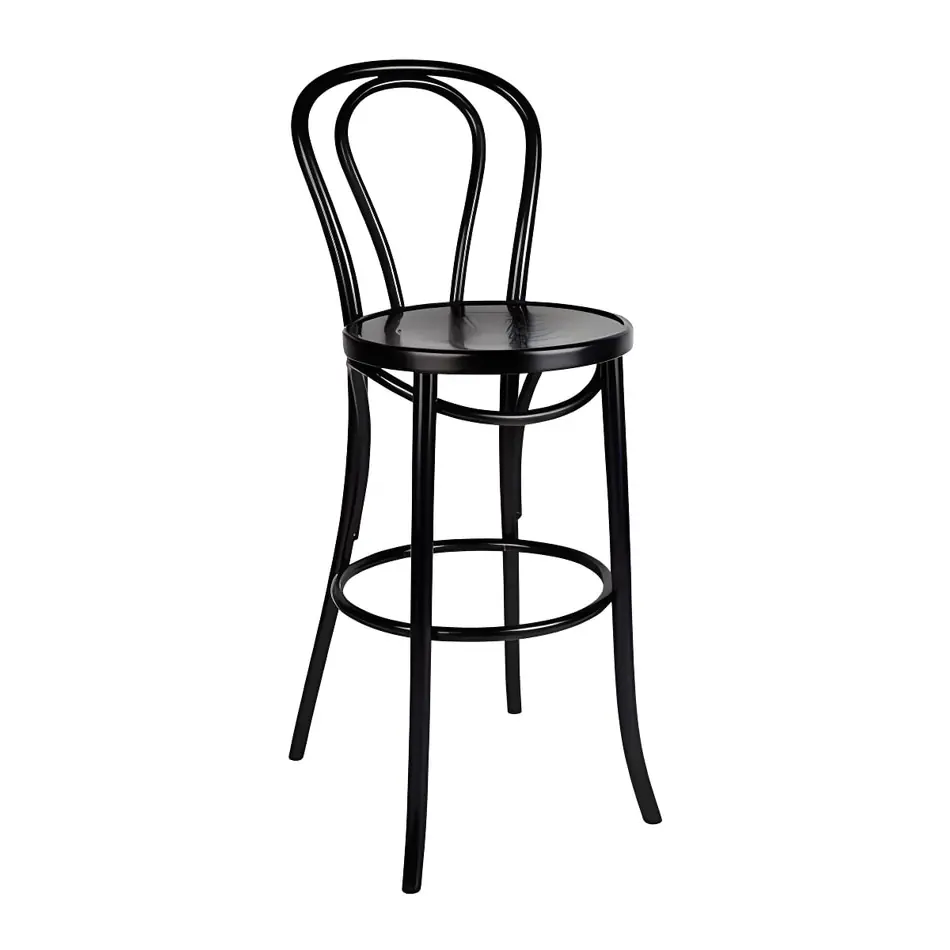 Black Bentwood Bar Stool with Back Rest