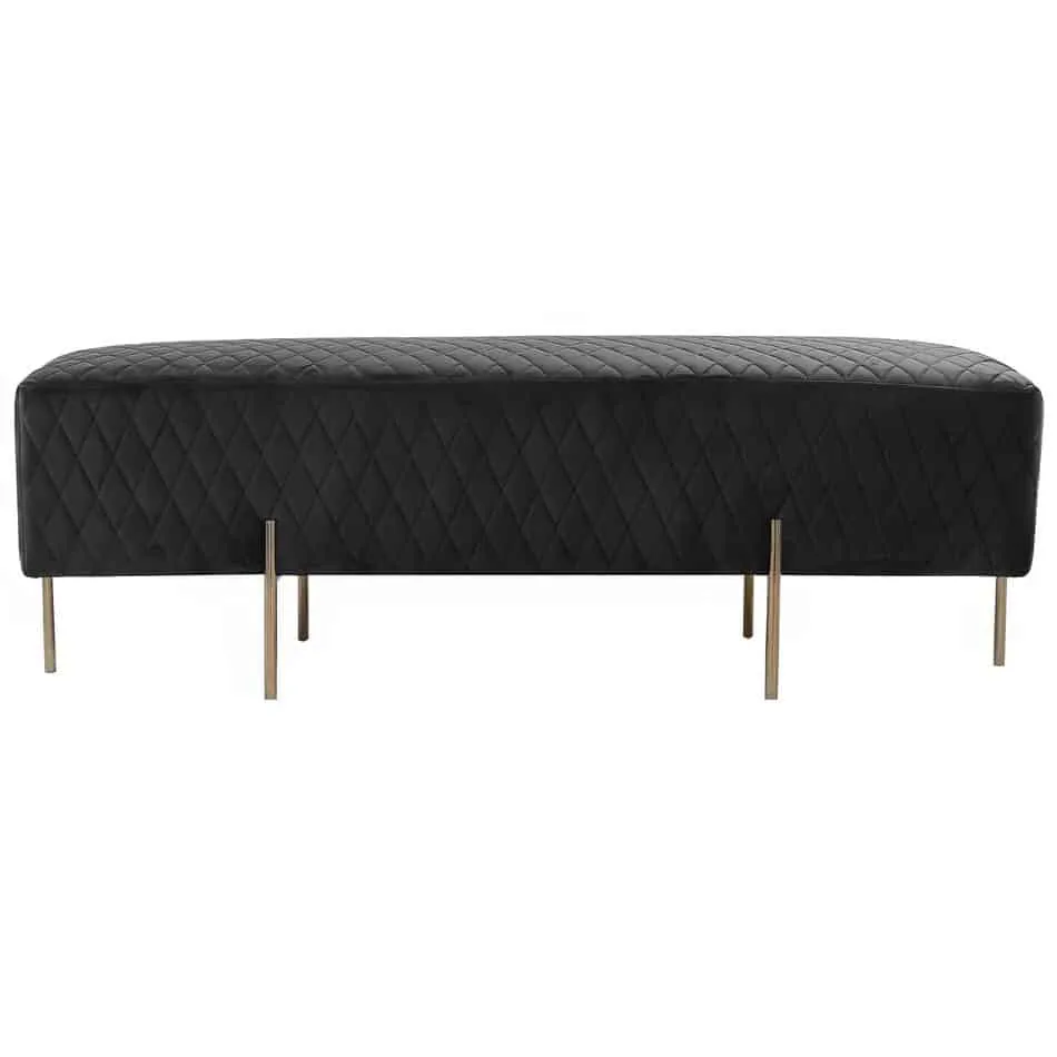 Black Velvet Ottoman Bench