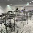 Black wire cocktail tables with black wire chairs