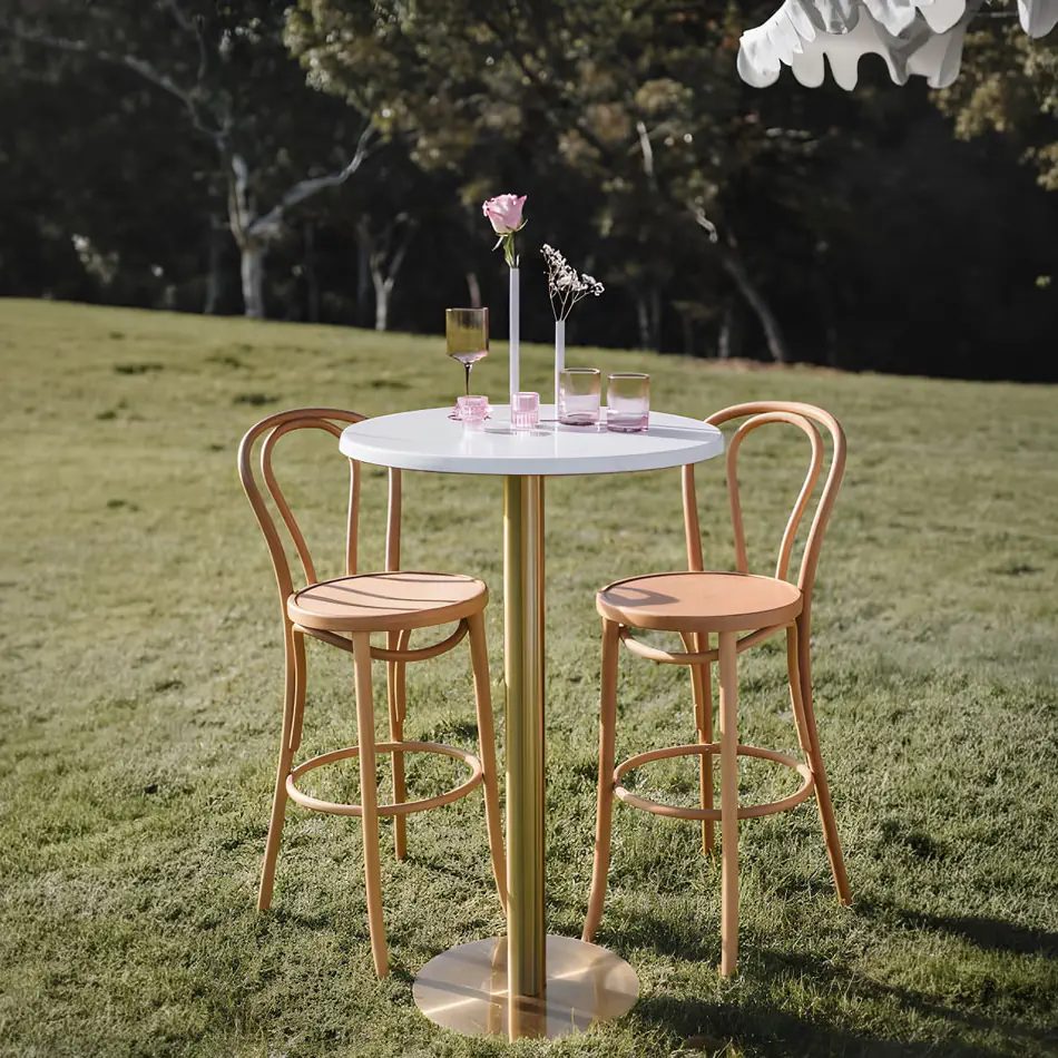Blonde Bentwood Bar Stool with Back Rest