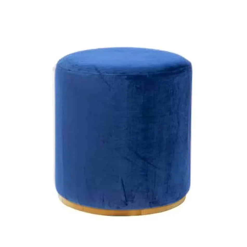 Navy Blue Velvet Ottoman Stool