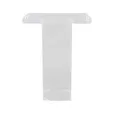 Clear acrylic butler's tray sitting on top of a clear plinth, front view
