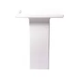 Opal acrylic butler's tray sitting on top of a white plinth, front view