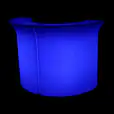 A deep blue glowing corner bar piece