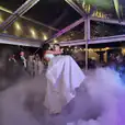 A bridal dance with lots of dry ice around