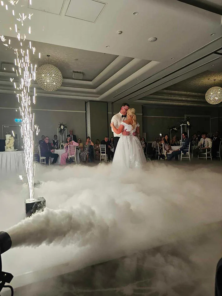 Dry ice on a dance floor with a sparkler