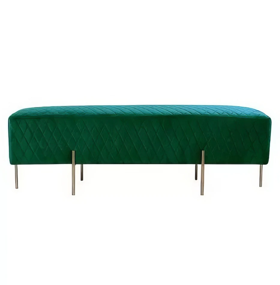 Emerald Green Velvet Ottoman Bench