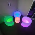 Glow couch and yo-yo coffee table
