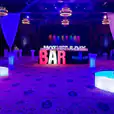 A Glow Mini Coffee Table Hire set up for a birthday party.