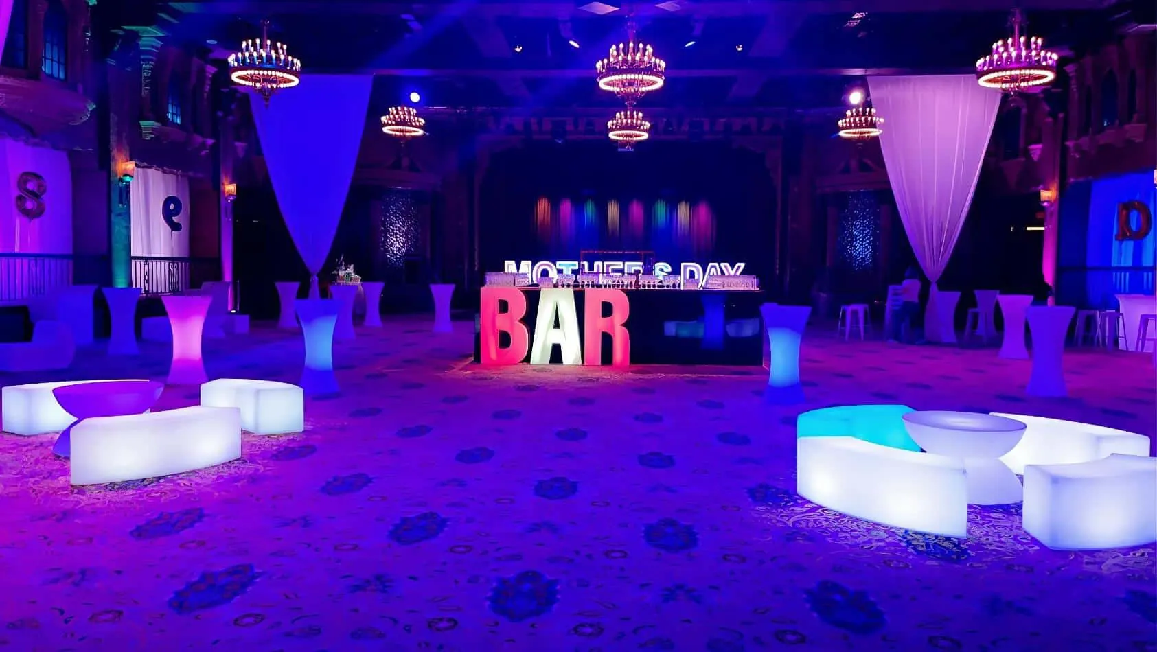 A Glow Mini Coffee Table Hire set up for a birthday party.