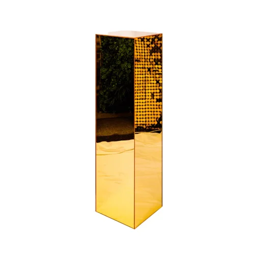 Gold Mirror Plastic Plinth Hire - 110cm