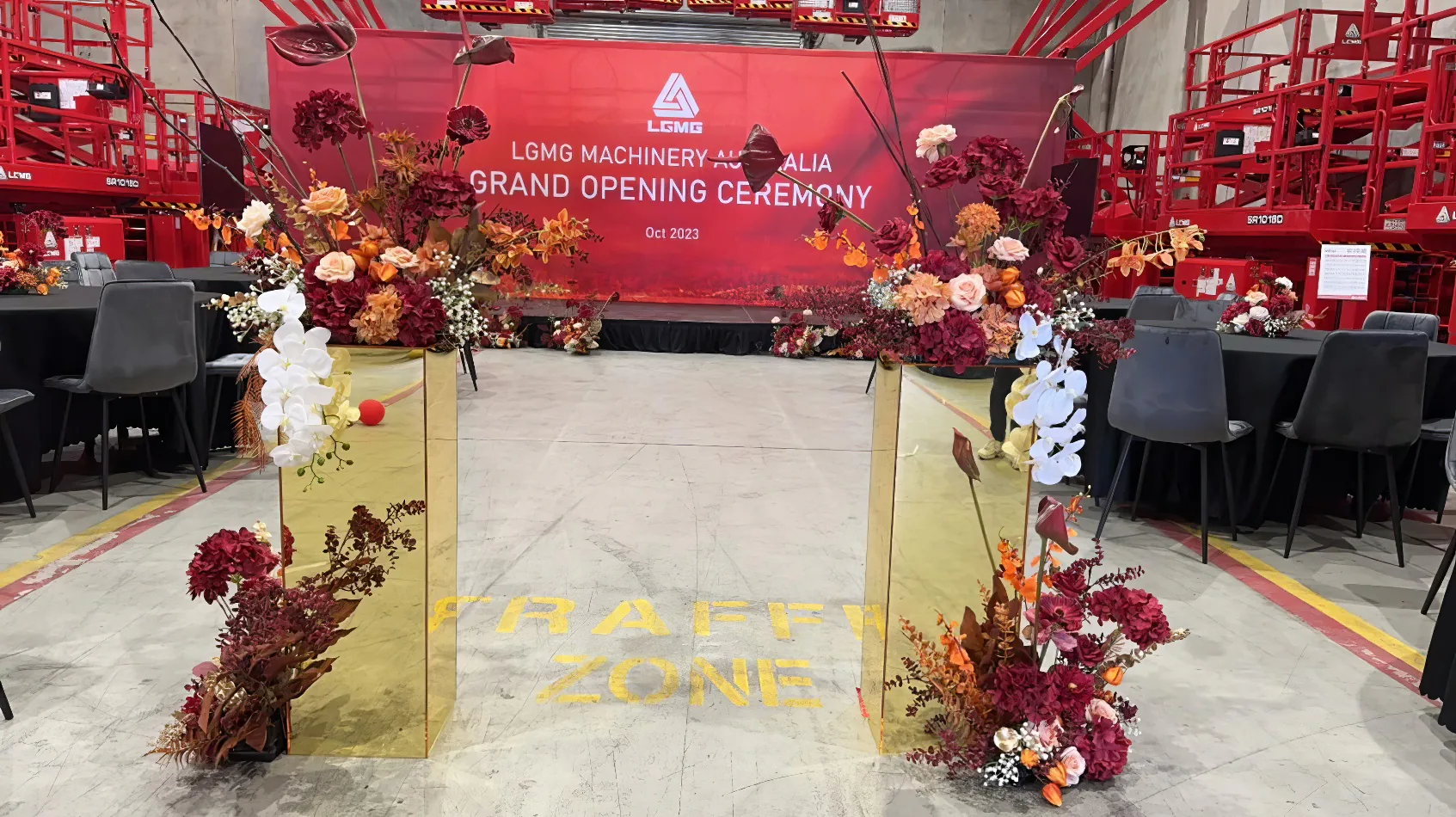 The grand opening of the Gold Mirror Plinth Hire.