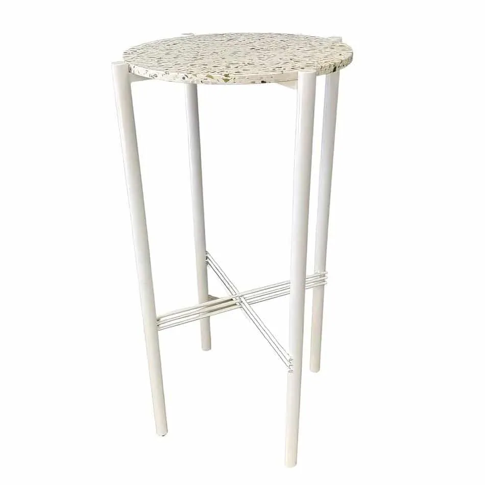 White Cross Bar Table Hire w/ Green Terrazzo Top