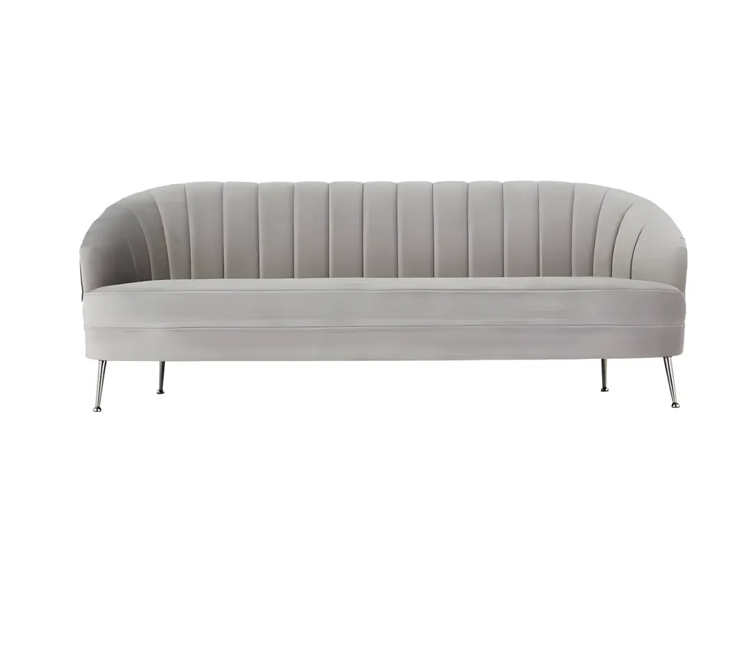 Harlow Three Seater Dove Grey Velvet Lounge