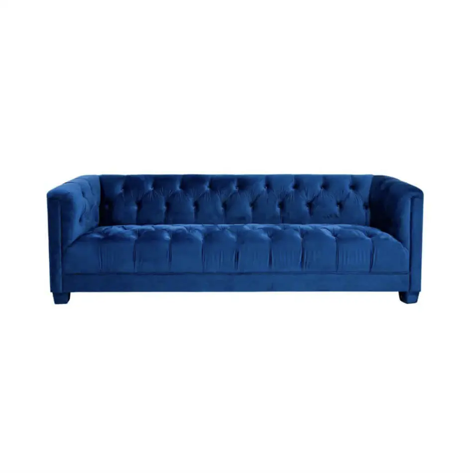 Luxe Three Seater Navy Velvet Lounge