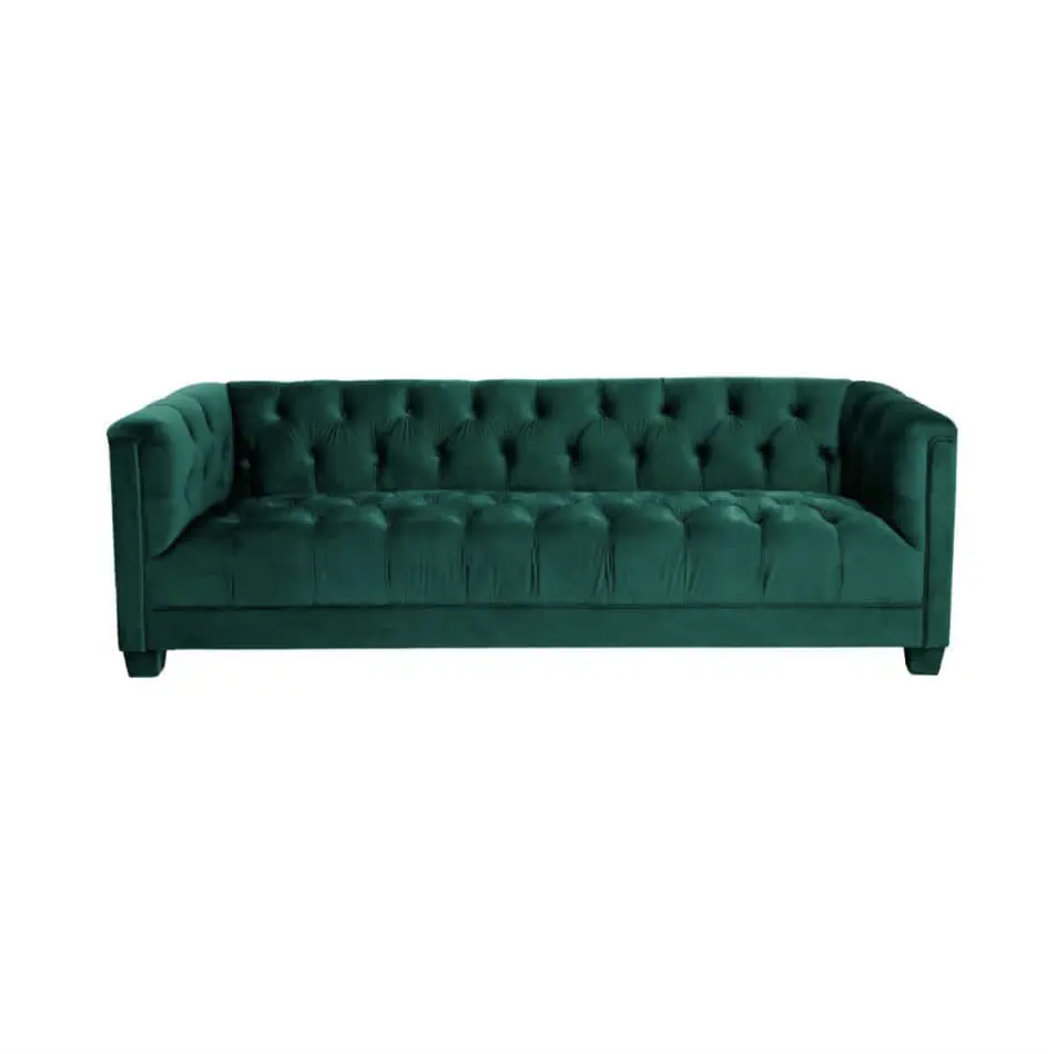 Luxe Three Seater Emerald Green Velvet Lounge