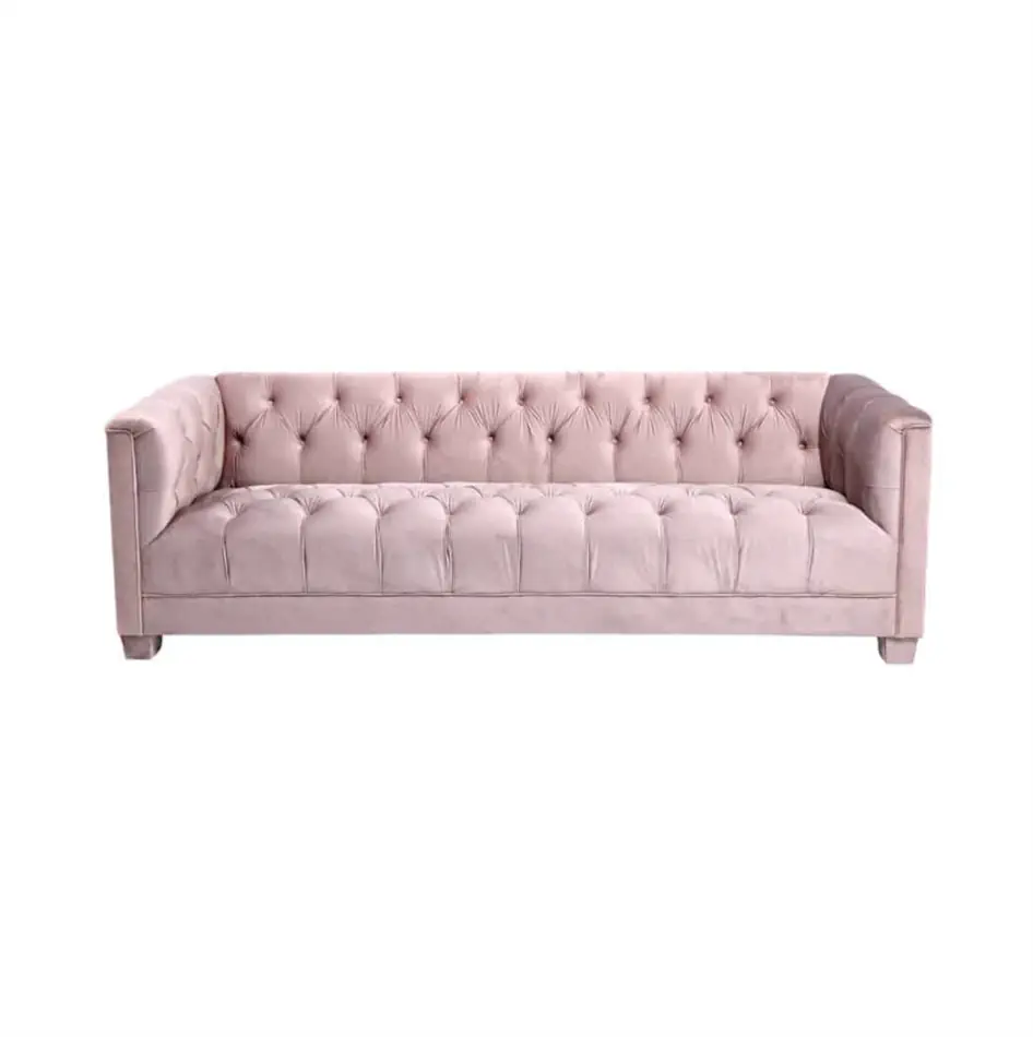 Luxe Three Seater Pink Velvet Lounge