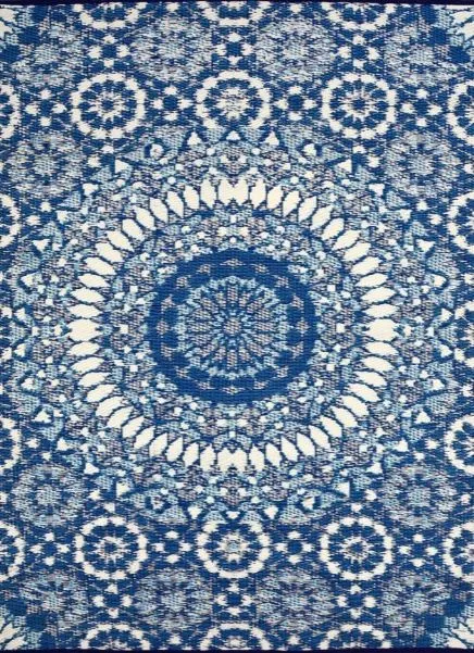 Mandala Outdoor Rug Blue and White