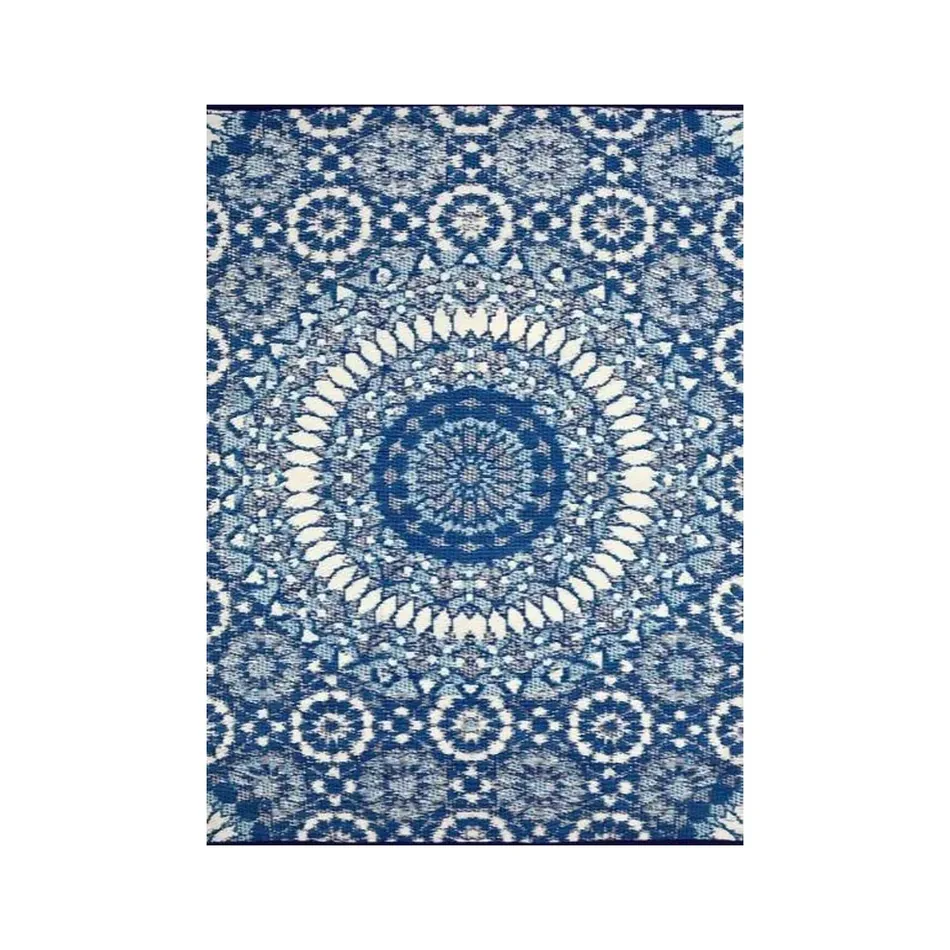 Mandala Outdoor Rug Blue and White