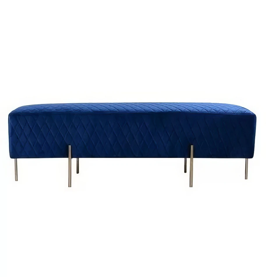 Navy Blue Velvet Ottoman Bench