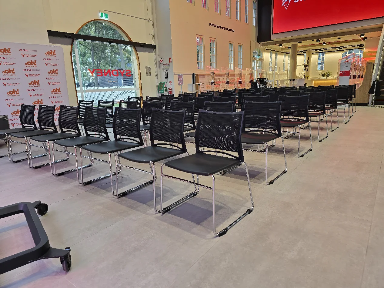 Our conference chairs hired for a large indoor event
