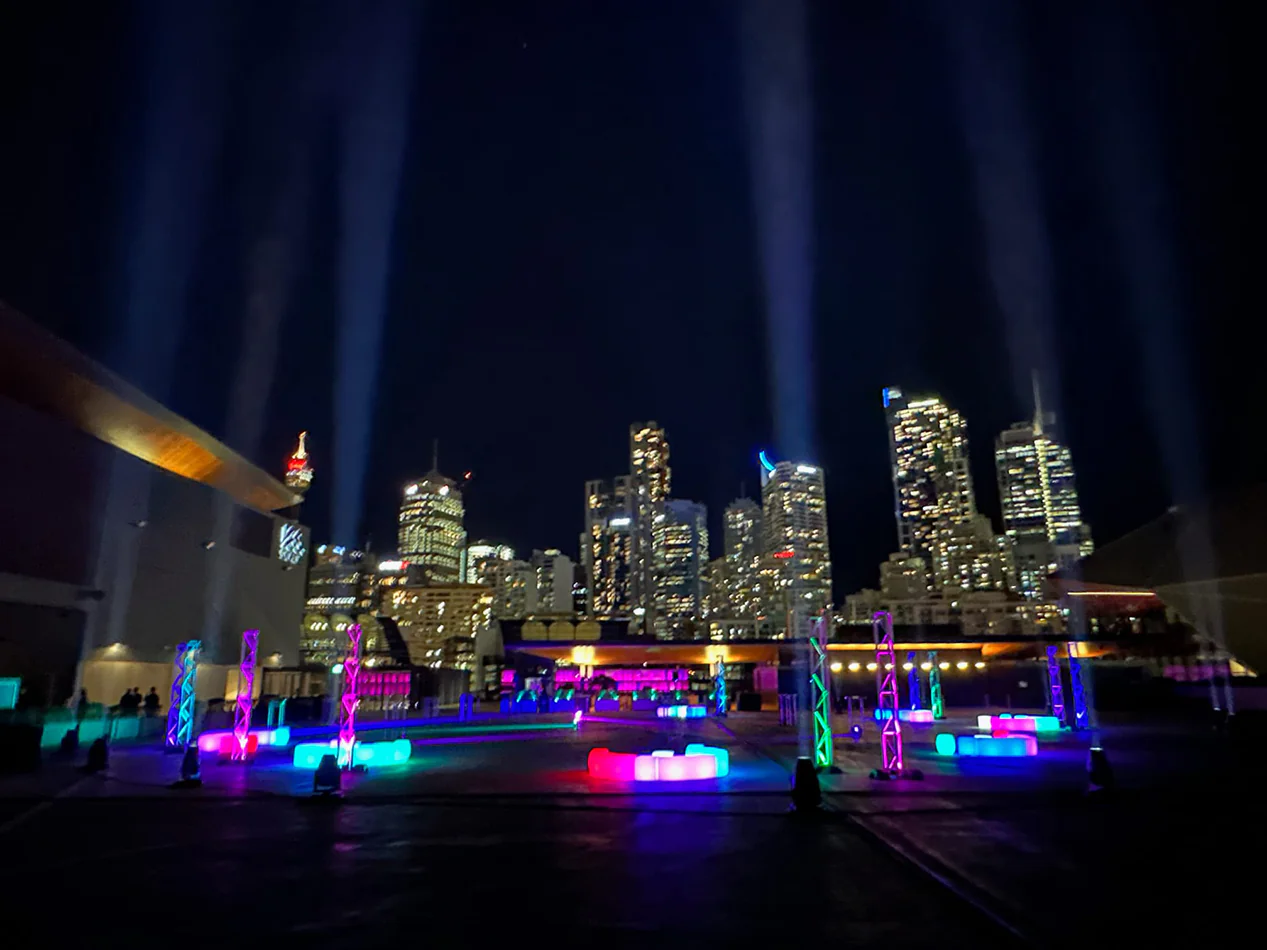 Our glow furniture hired for an outdoor night-time event