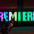 Our glow letters hired to spell the word Premiere
