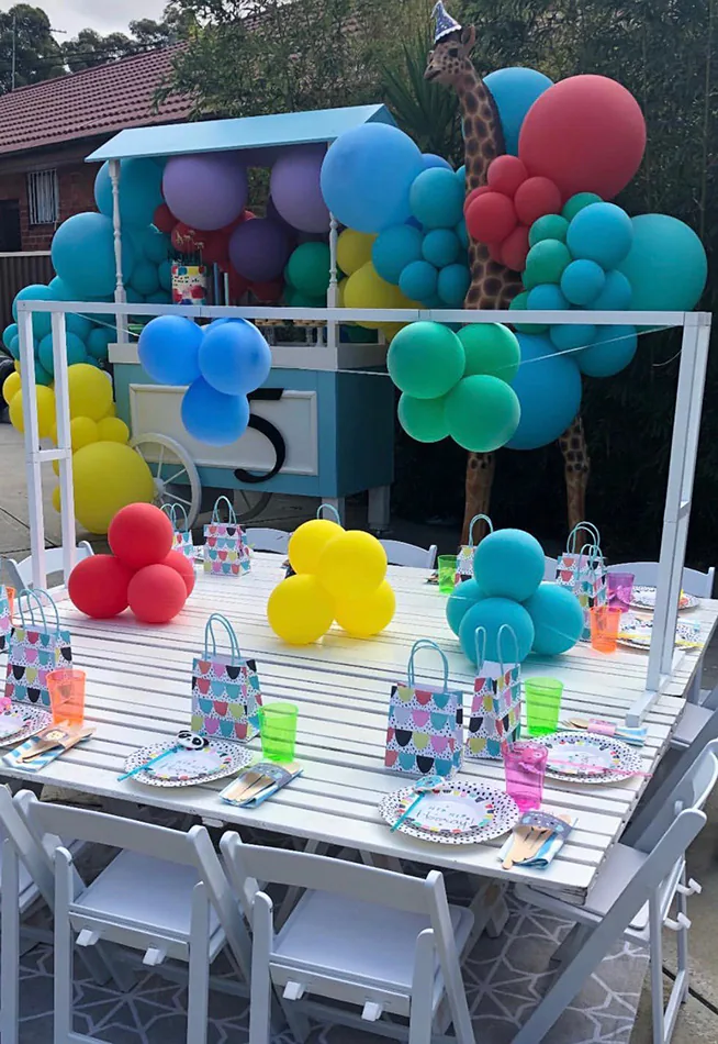 Our kids gladiator chairs hired for an outdoor birthday party