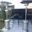 Our mushroom heaters on an outdoor balcony