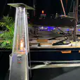 Our pyramid heater in use at an outdoor boating event