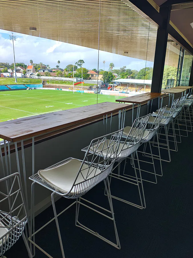 Our timber top wire tables hired for an event at a football ground