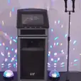 Pkg 2: A karaoke machine with lights, microphone, and Jukebox & Karaoke Hire.