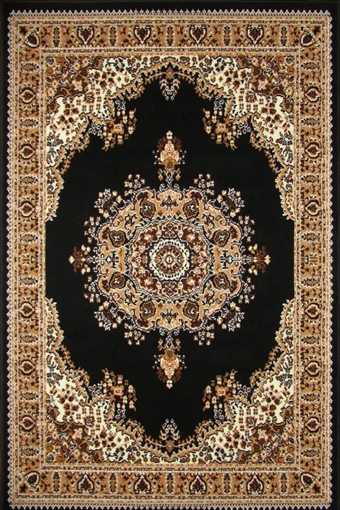 Persian Rug Black and Gold Medium