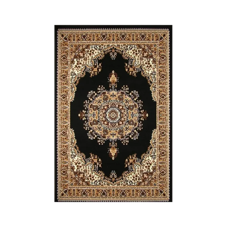 Persian Rug Black and Gold Medium