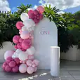 Pink and white balloon garland package