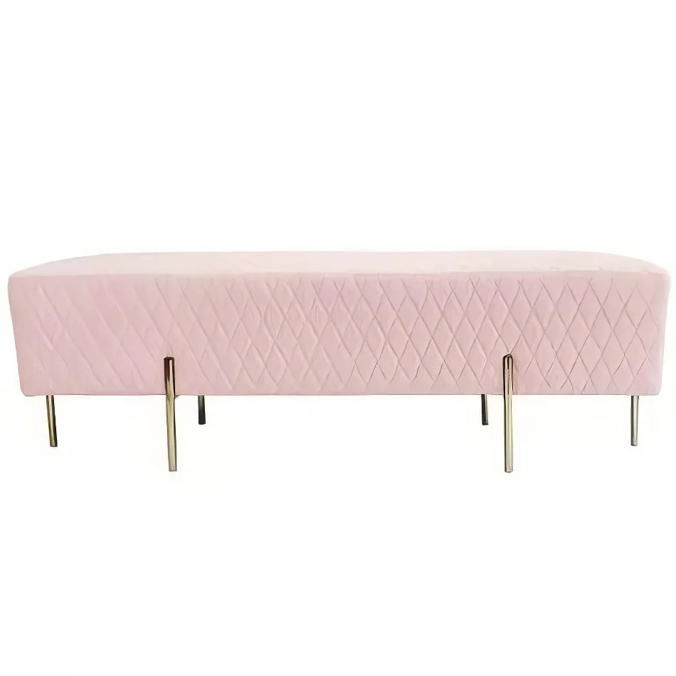 Pink Velvet Ottoman Bench