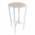 White Cross Bar Table Hire w/ Pink Terrazzo Top