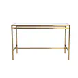 Gold rectangular tapas table with white top for weddings and cocktail parties