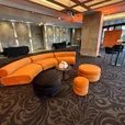 Sienna small and large ottomans with a black Atlas coffee table and Apollo lounge at an event