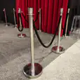 Beautiful chrome bollards with black rope