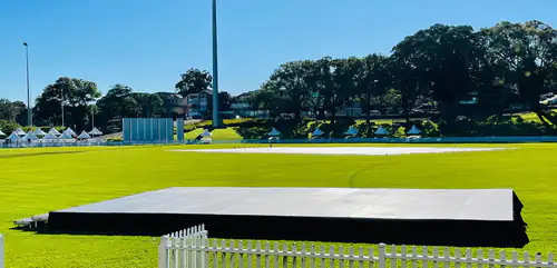 A stage set up at a cricket sports ground
