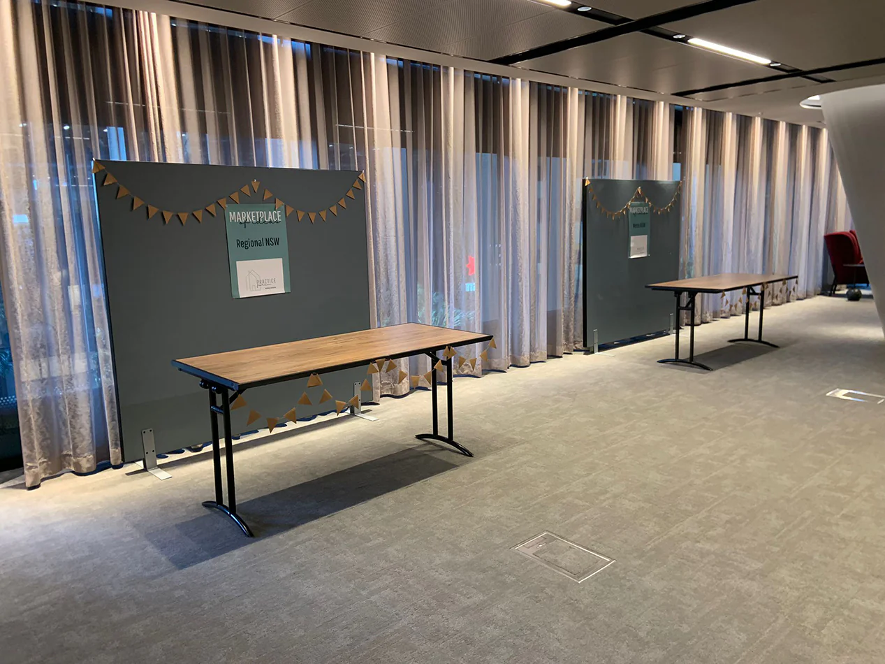 Two partitions hired as table backdrops